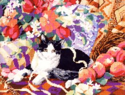 画像1: ニードルポイントキット Cat on Sofa　和文説明書付