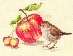 画像1: クロスステッチキット　◎　Bird and an apple  ◎
